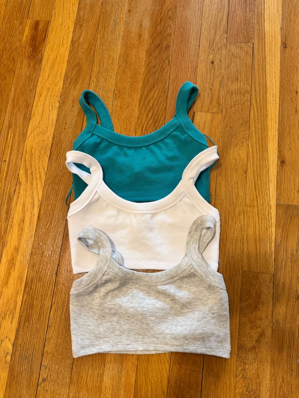 Signature8 Teal, White & Light Gray Ribbed Tank Trio